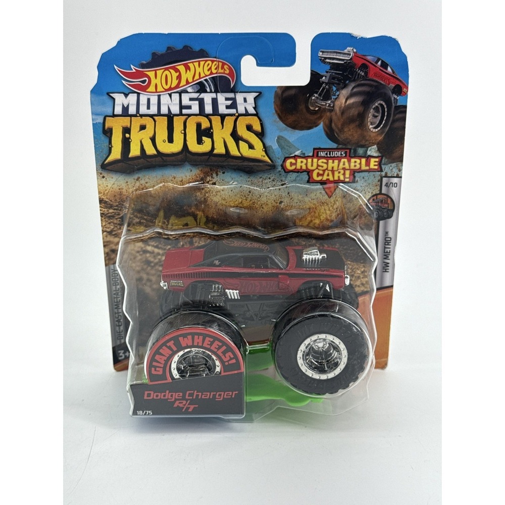 Hot Wheels Monster Trucks Dodge Charger R/T 18/75 GJF32 Crushable Car
